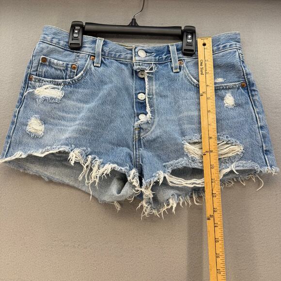 Levi's 501XX Big E Shorts Women's 29 (8) Light Blue Button Fly Cutoff 2" Inseam - Picture 12 of 13